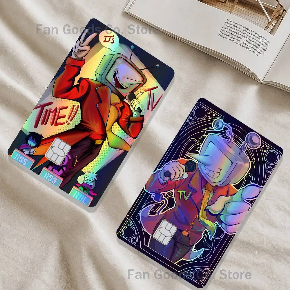 D-Deltarune Tenna Laser shimmer Name Card Sticker Decorate Bank Card Couple Student Supplies Decals Patch Document Birthday Gift