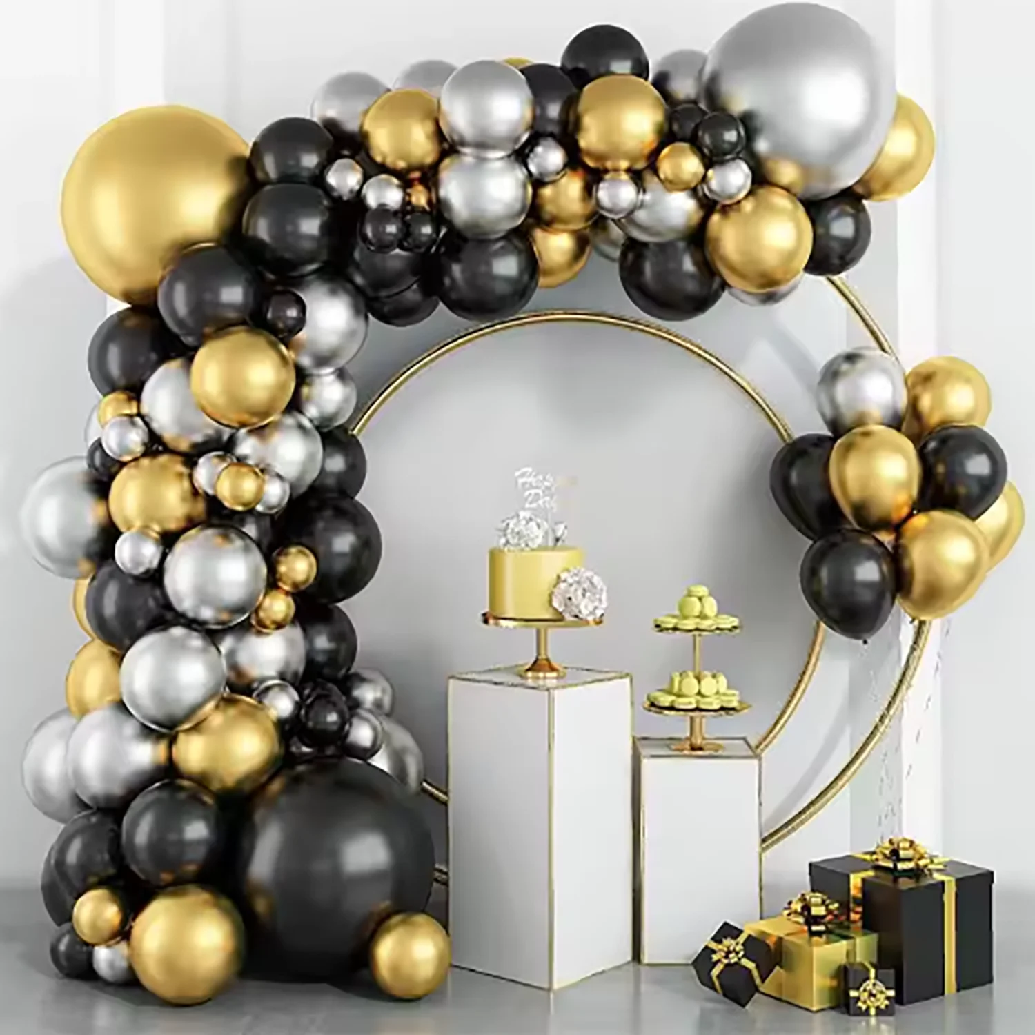 95pcs Black Gold Balloon Garland Arch Kit Latex Baloon Graduation Happy Birthday Balloons Decor Baby Shower Halloween Decor