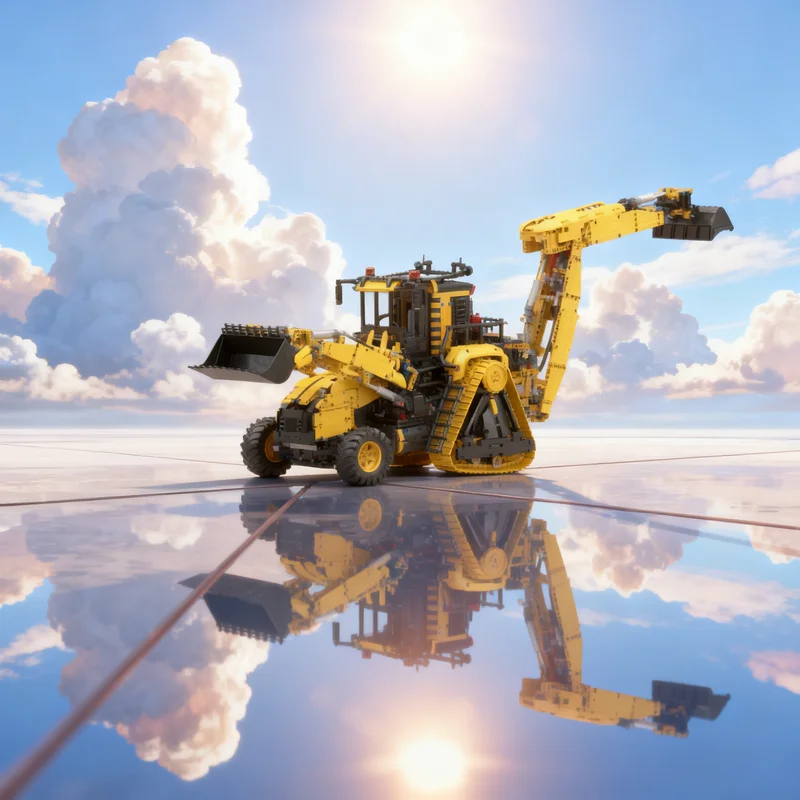 6702pcs MOC Super Heavy Backhoe Loader PoweredUp Version V1.1 Technical Model Building Blocks Christmas Gifts Construction Toys