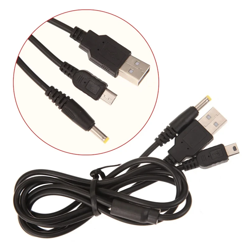 

100Pcs 1M 2in1 USB Charger Cable Suitable for Sony PSP 1000 2000 3000 Host Charging Transfer Cable 5V Power Cord Game Accessory