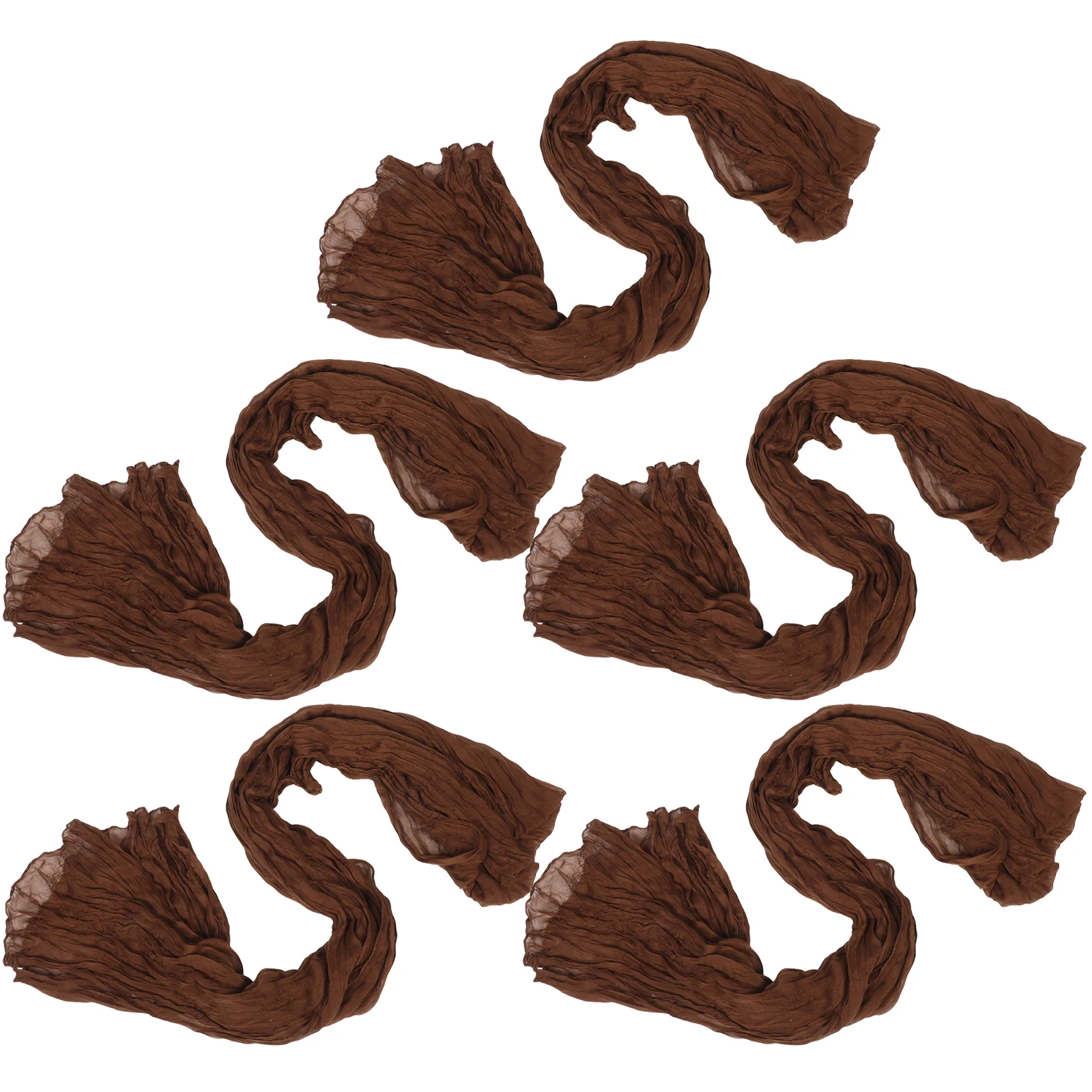 

5pcs Boho Table Runner Mexican Wedding Autumn Fall Home Decor Girl Shower Beige Brown Chiffon Cheesecloth Dining Cloth