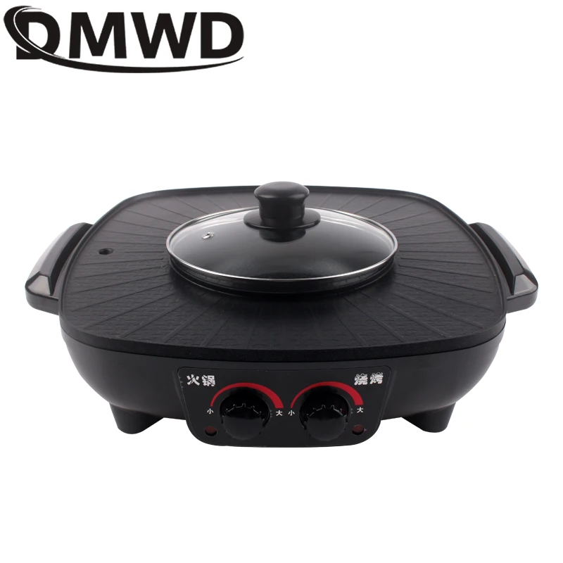 DMWD Electric Grills Smokeless Barbecue BBQ Machine Household Baking Tray Home Roasted Korean Multi-function Indoor Hot Pot EU