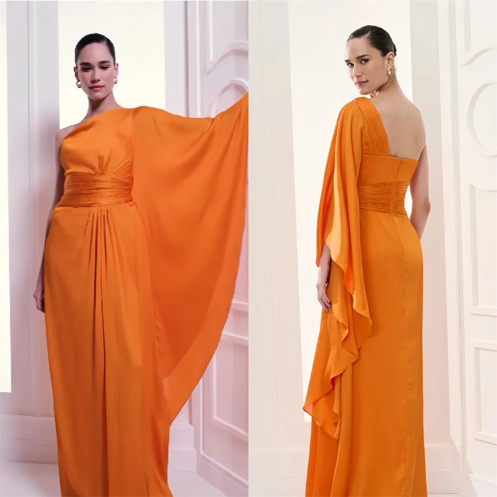 Prom Dress Saudi Arabia Dearin One-shoulder Column Floor Length Skirts Open Back Shirred Draped Bespoke Occasion Dresses Formal