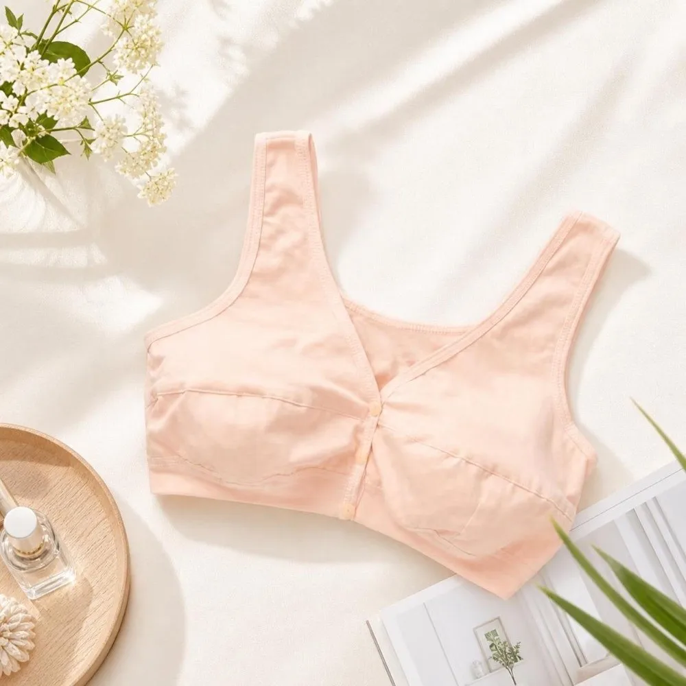 Comfortable U Back Front Closure Bra Thin Plus Size Wireless Bra Underwear Gathered Elderly Bra Lactation Period