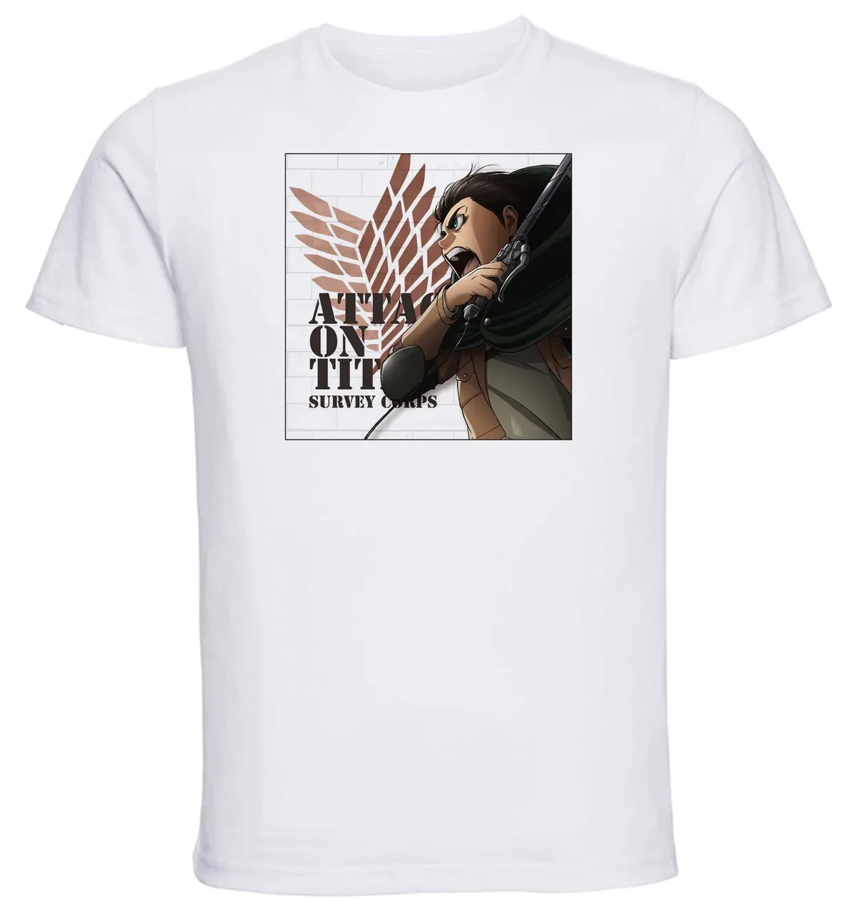 T-Shirt Unisex White - Attack on Titan - Survey Crorps - Eren Yeager