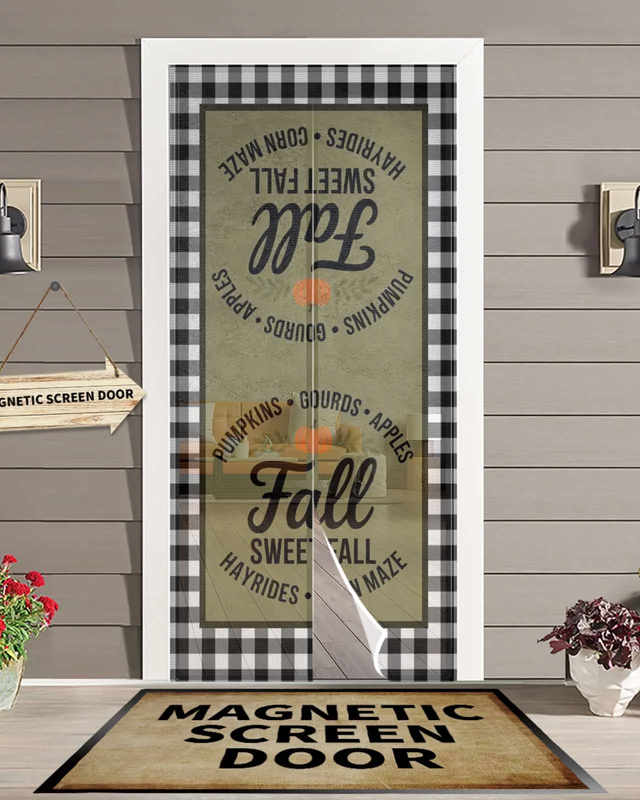 

Green Fall Sweet Fall Pumpkin Magnetic Door Curtain Living Room Bedroom Home Anti-mosquito Screen Door Curtain