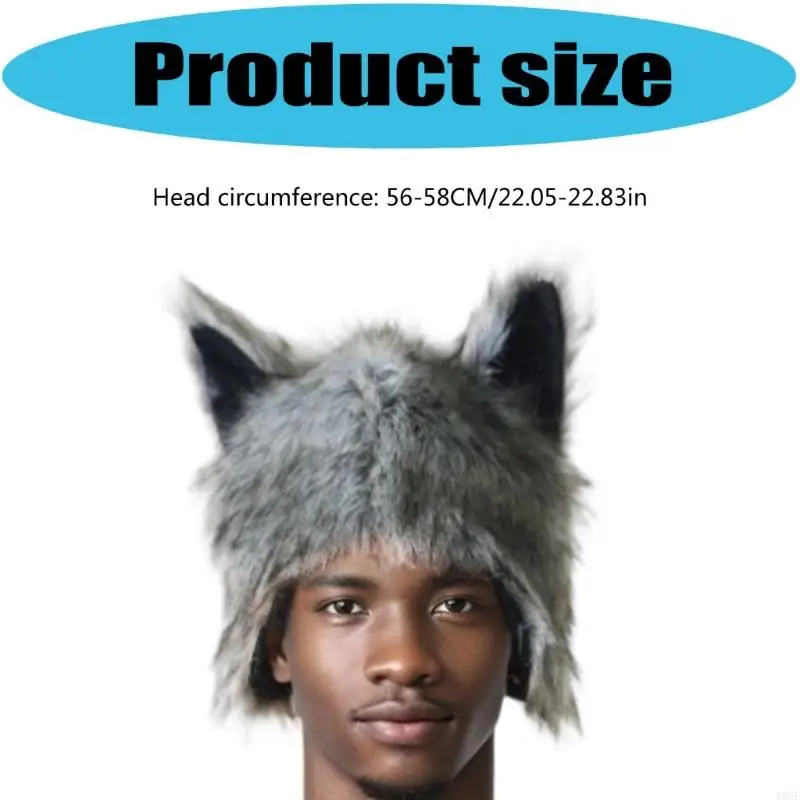 B95F أنيمي الذئب غطاء الأذن للبالغين المراهقين يندبروف غطاء رأس دافئ البلوز إيرفلاب قبعة لحزب الهالوين خلع الملابس #6