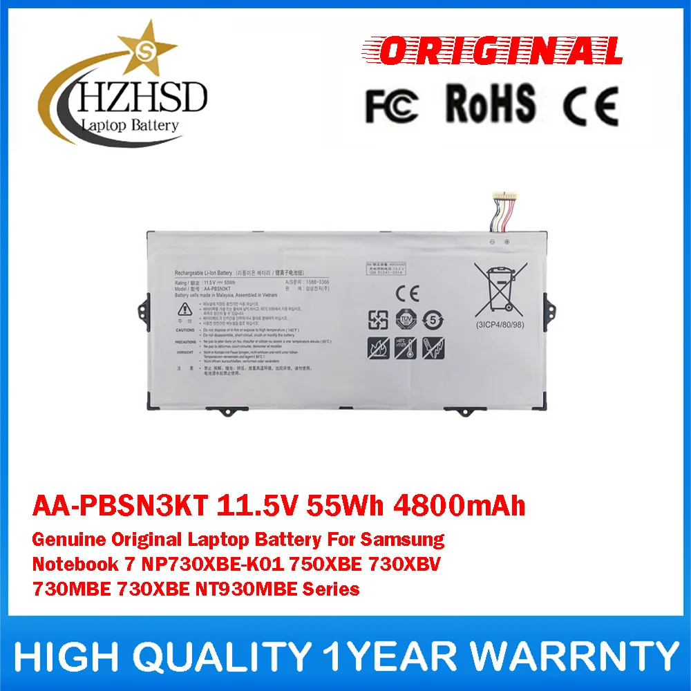 AA-PBSN3KT 11.5V 55Wh 4800mAh Genuine Original Laptop Battery For Samsung 7 NP730XBE-K01 750XBE 730XBV 730MBE 730XBE NT930MBE