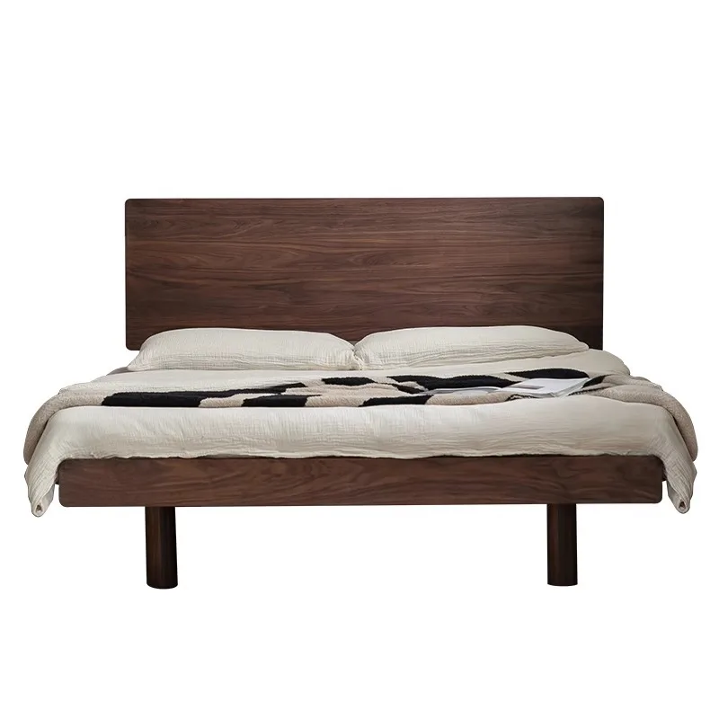 

Black walnut suspended solid wood Japanese-style small apartment double cherry wood flush bed collapse rice