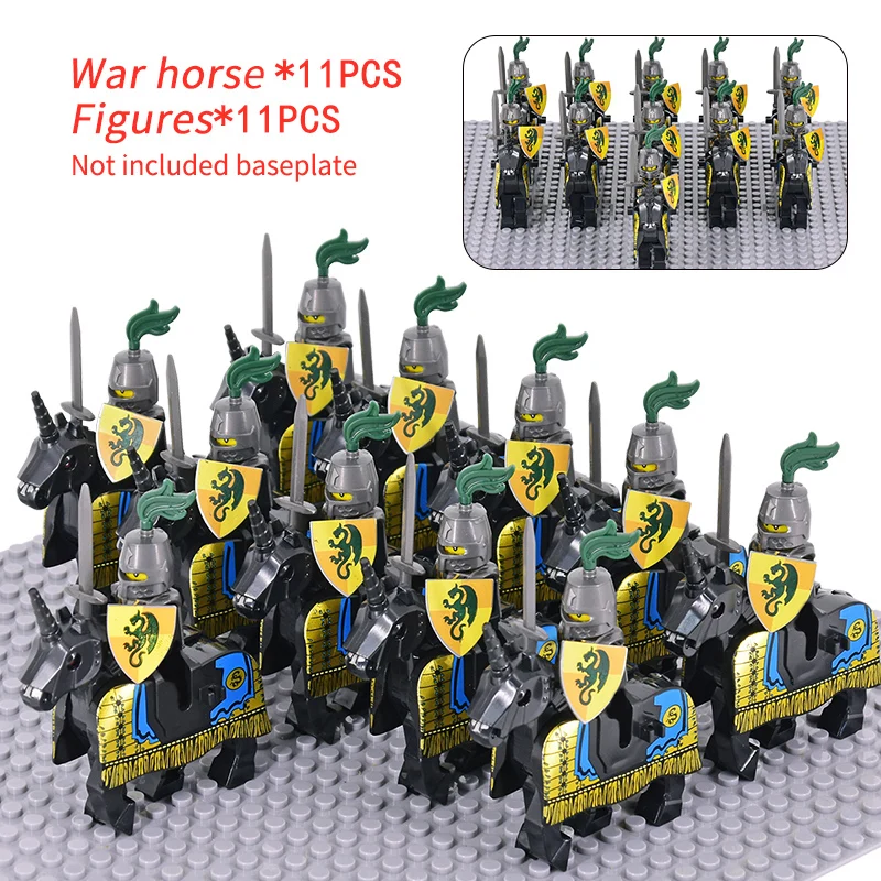 Medieval Military Sets Cavalry Figures Building Blocks Soldier Spartan Warrior Knights Roman Weapons Accessories Toys for kids