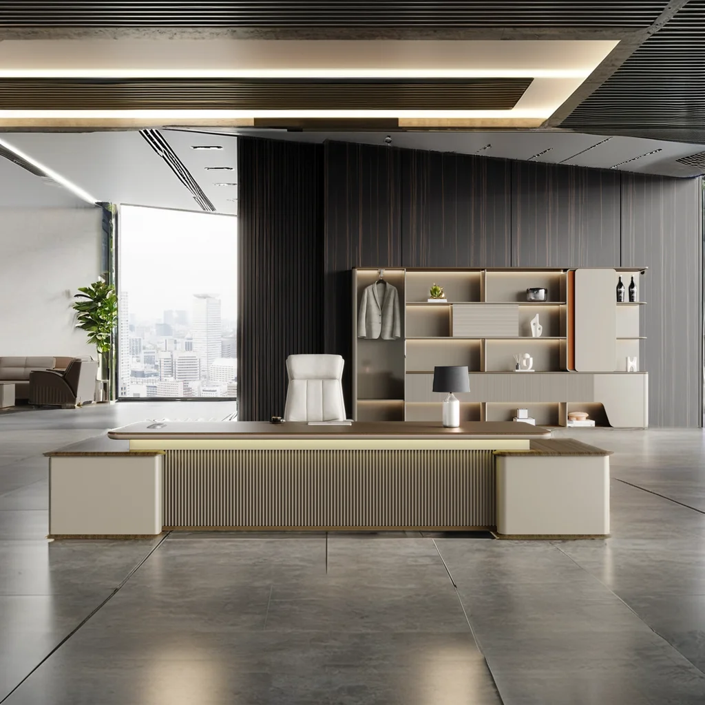cl-Custom Modern High-End Executive Office Desk L-S Made From High Quality Wooden Panel Material*