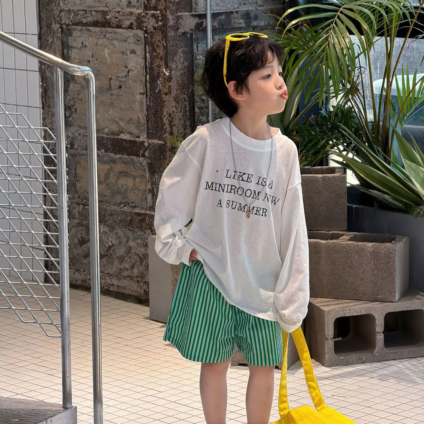 2026 Summer New Kids Korean Versatile Letter Print Sun Protection Long Sleeve T Boys Casual Breathable Cool