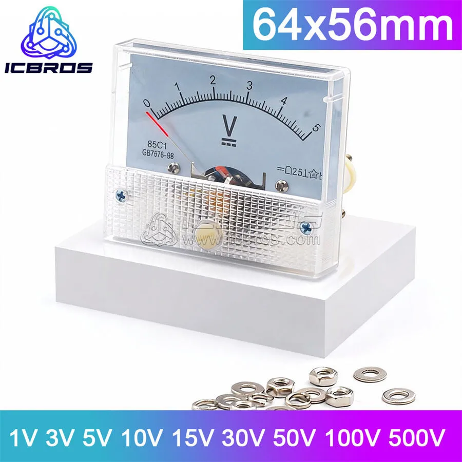 85C1 Pointer Type DC Voltmeter 1V 3V 5V 10V 15V 20V 30V 50V 75V 100V 150V 250V 300V 450V 500V 600V 750V 1000V 1200V 1500V 2000V