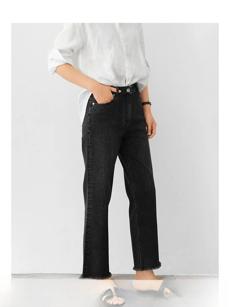 

Классические прямые джинсы, винтажные брюки с девятью зубцами, Новое весеннее поступление, темно-синие джинсовые женские премиум-класса Faion