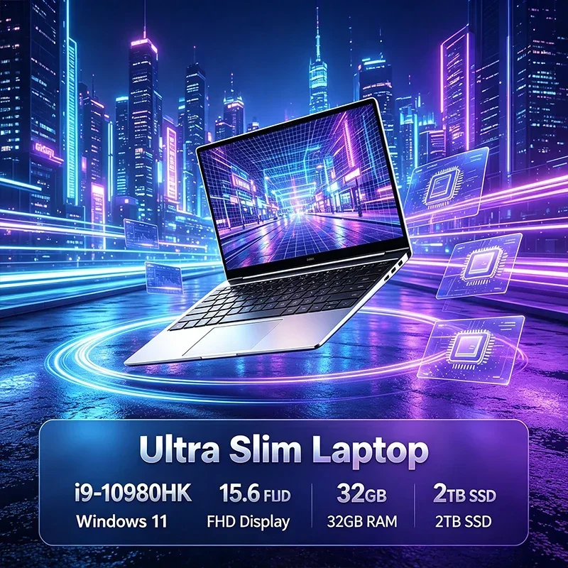 15.6 Inch FHD 120Hz IPS Laptop Intel I9-10980HK 32GB RAM 2TB SSD Backlit Keyboard Long Battery Life for Gaming And Graphics