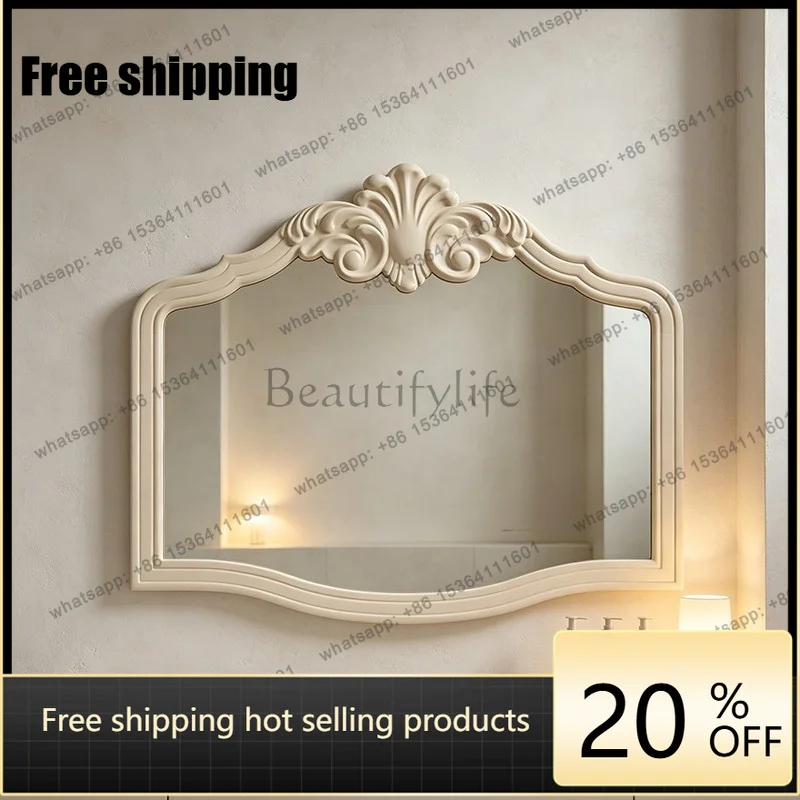 YJ French Irregular Wall Mount Makeup Mirror Retro Bathroom Vanity Mirror For Bedroom Dressing Table Washroom Decor