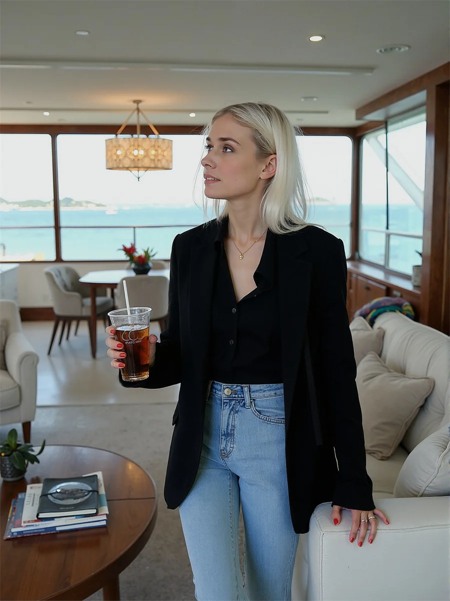 Sólido único breasted blazers clássicos para mulher roupas femininas turn-down comprimento médio marrom manguito bordado sarja rolo de manga comprida