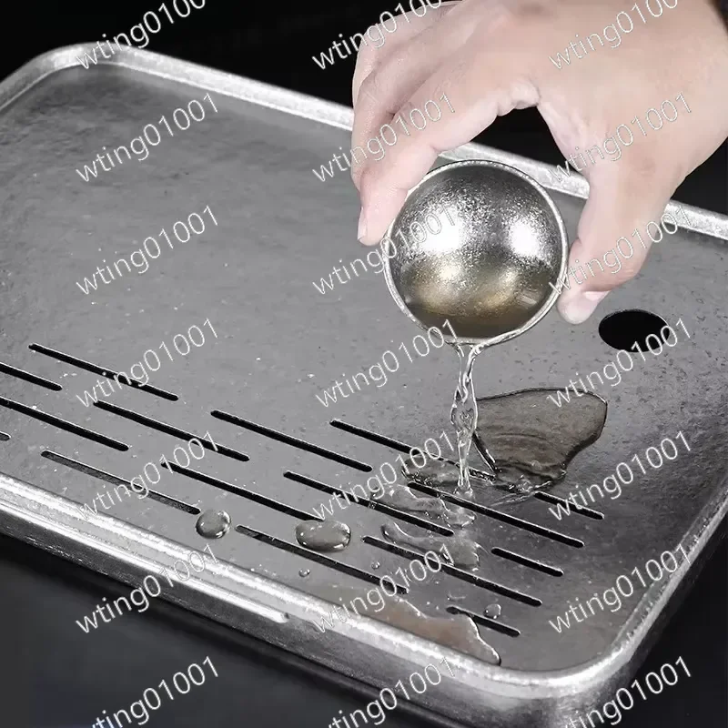 Ultralight Pure Titanium Outdoor Camping Tea Kit Portable Square Tea Tray Travel Teaware for Hiking