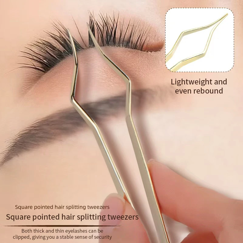 New Lash Extension Tweezers Anti Slip Stainless Steel Curved Tip Straight Tweezers High Precision Nail Art Makeup Beauty Tools