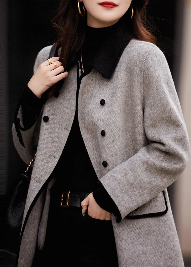 Small Collar Woolen Coat for Women, 2025 Autumn and Winter New Fashion Korean Version, Slimming, Casual, Versatile Temperament,