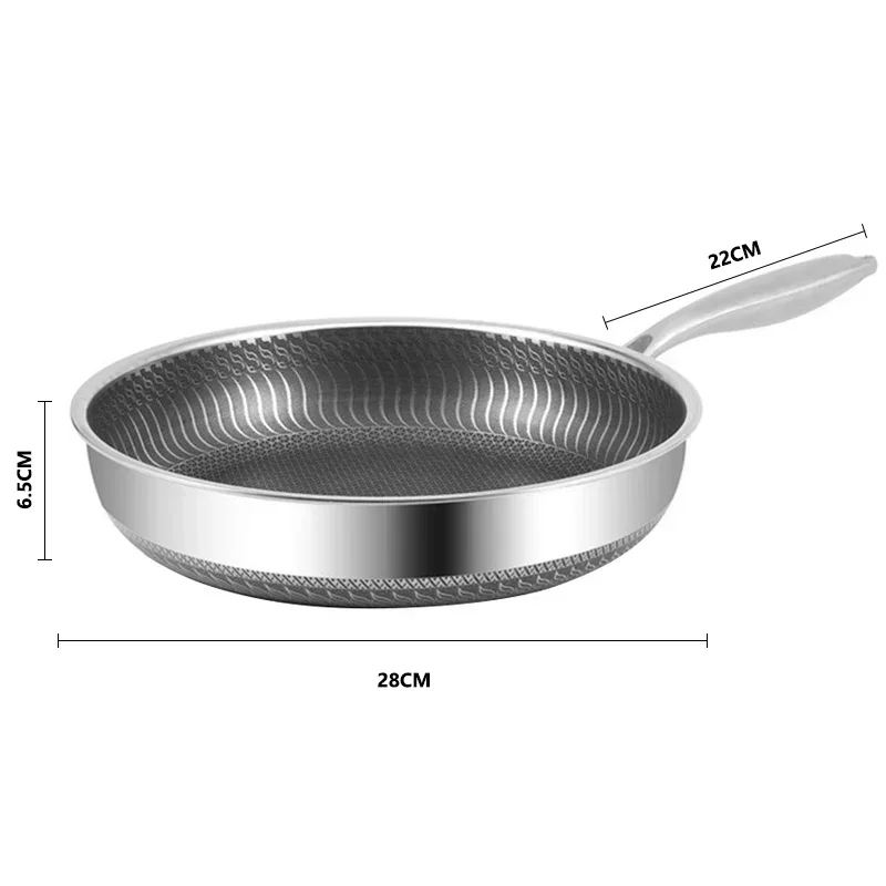 

Сковорода из нержавеющей стали с антипригарным покрытием, посуда для индукции и газа, кухонная нержавеющая сталь 304, вок