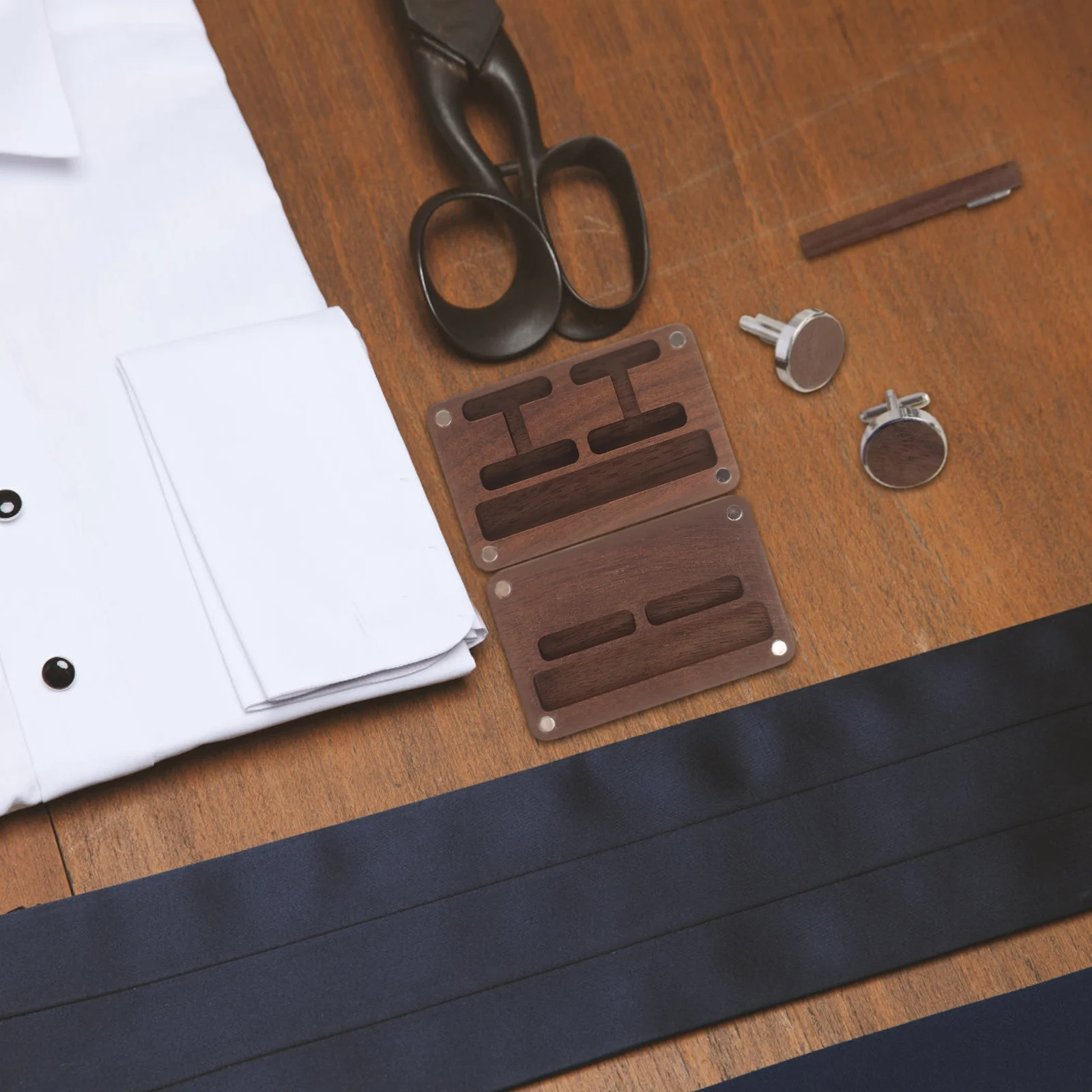 Walnut Cufflink Box Jewelry Gift Boxes For Tie Clips Cufflinks Organizer Small Case Wood Portable