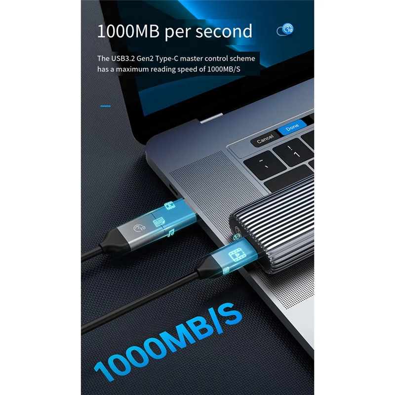 

Корпус SSD AC57-M.2 Nvme, алюминиевый корпус без инструментов 10 Гбит/с, поддержка UASP, Pcie Type C, твердотельный накопитель с ключом M, до 4 ТБ