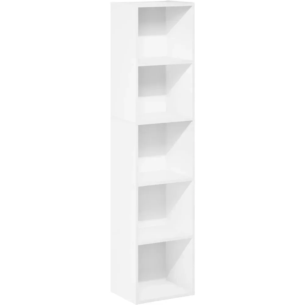 Luder White Cube Estante, Armazenamento de livros, 5-Tier, 9.3 "D x 12" W x 52.1 "H