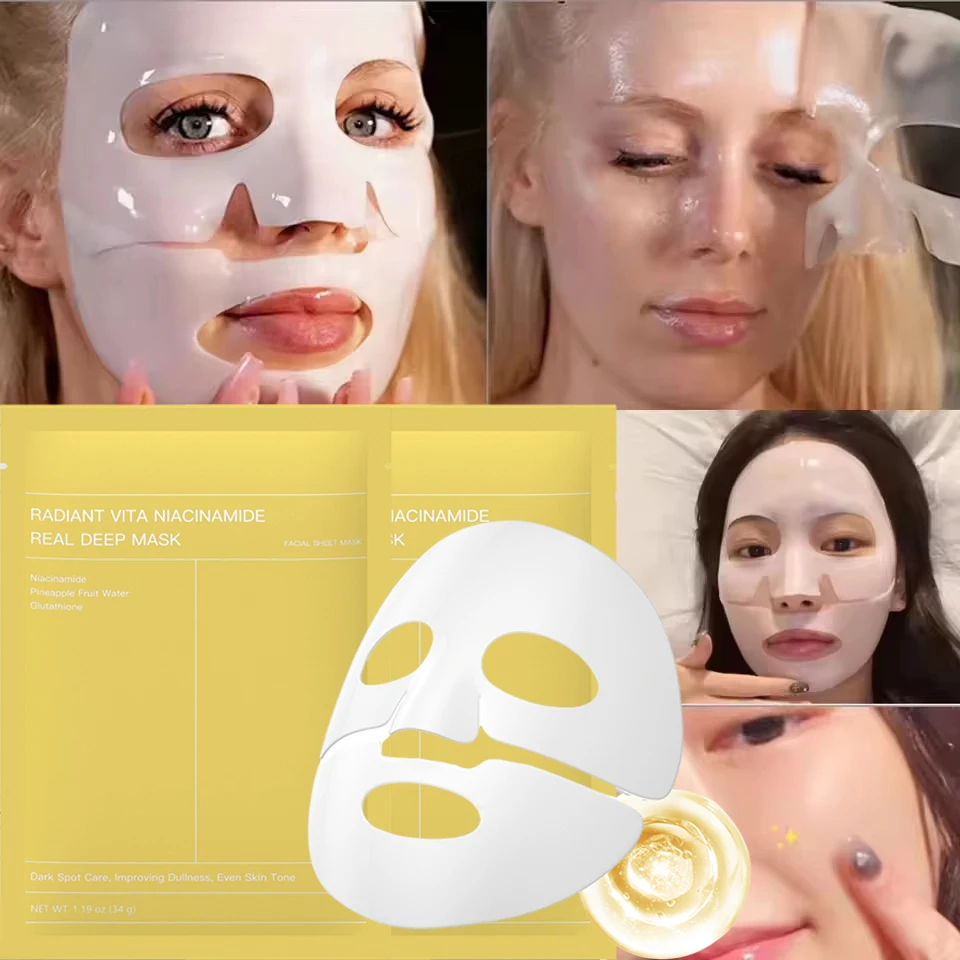 

Nicotinamide Whitening Mask Reduce Freckles Melasma Age Spots Brighten Tighten Shrink Pores Moisturizing Oil Controlling Korean