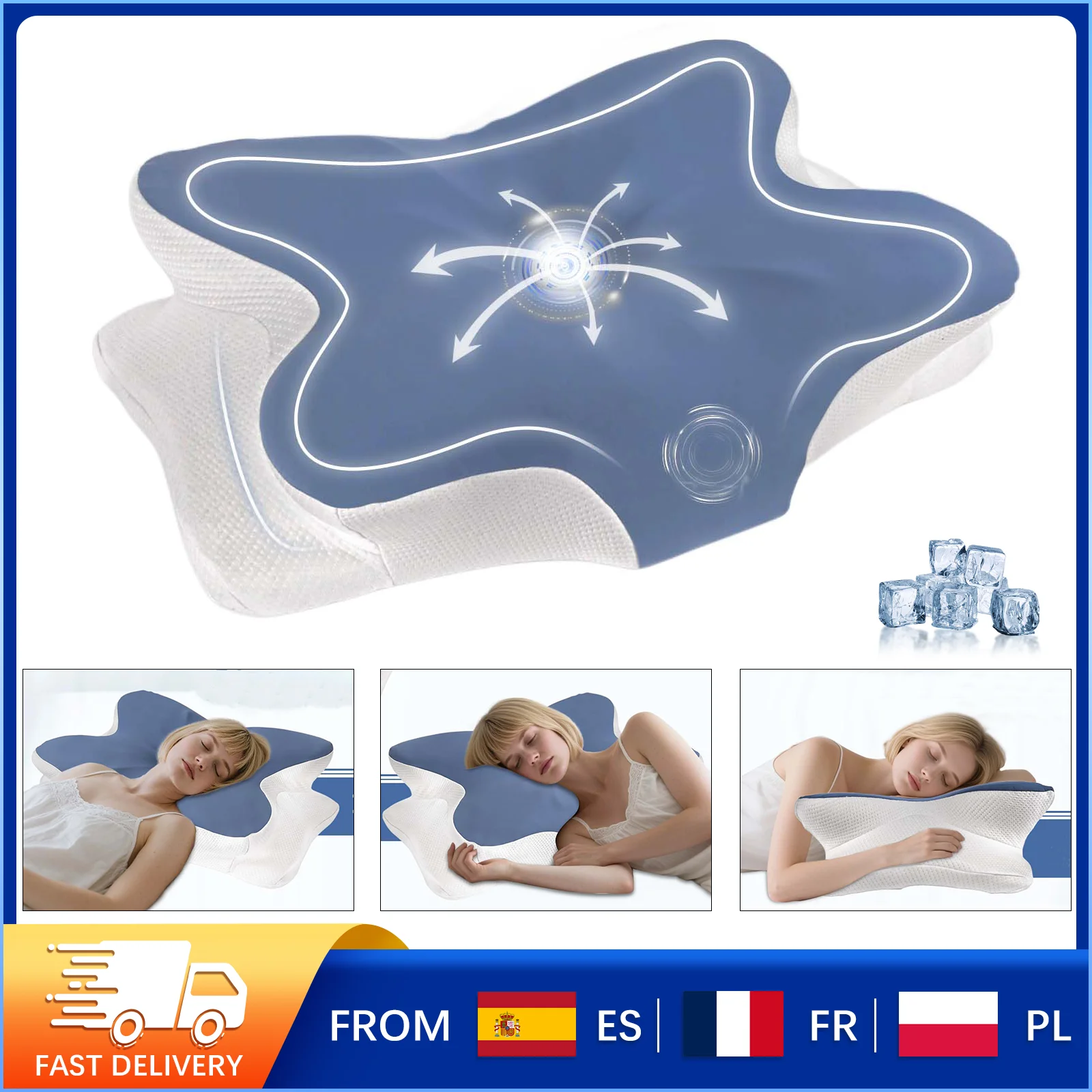 Gedächtchtungskissen für kaltes Schlafen, langsames Rückprall-Memory-Baumwollkissen, Nackenkissen, Schmetterlingskissen, Nackenkissen, ergonomisches Schlafkissen