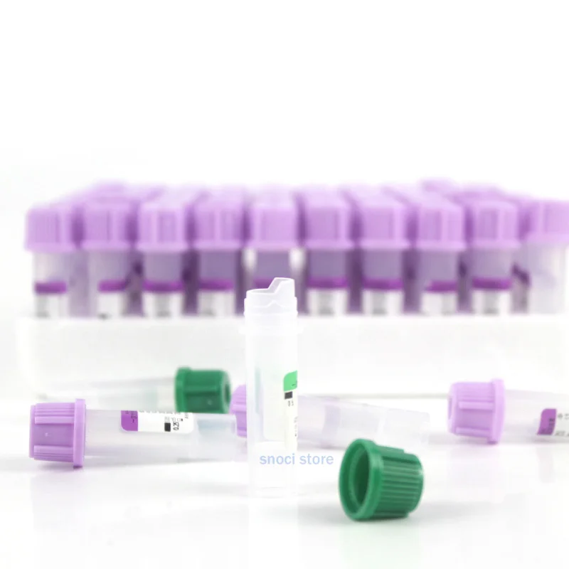Steriles Mikro-Blutentnahmeröhrchen mit EDTA-K2, Einweg-Antikoagulationsröhrchen für Laborversuche, 0,5 ml, 1 ml, 100 Stück/Packung. – Detail 2