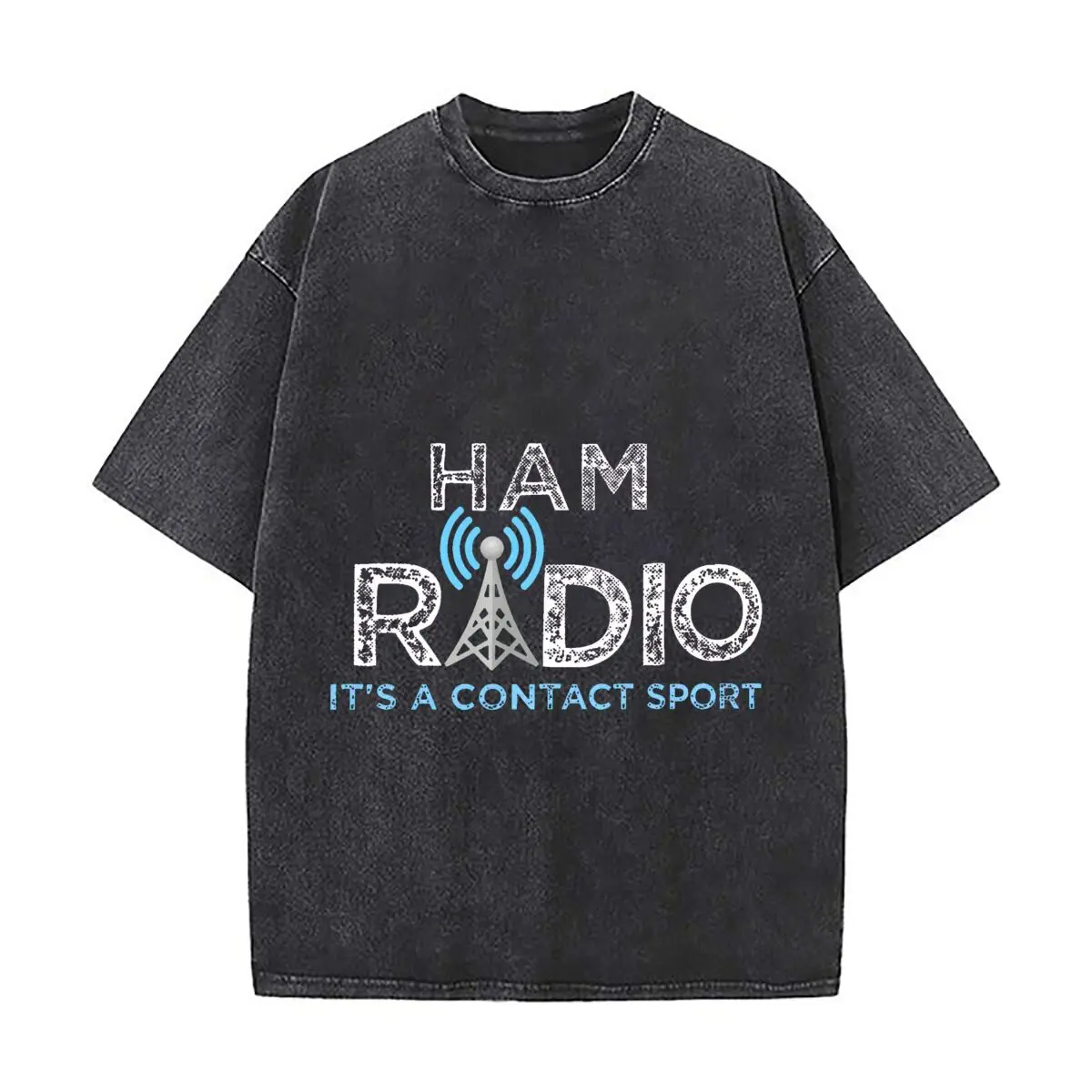 Its A Contact Sport Radio Tower Signal Washed Vintage Short Sleeve Loose Streetwear Tee