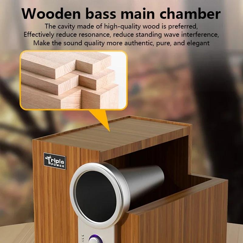 Wooden Computer Bluetooth Speaker Multimedia Home Theate Subwoofer Power Music Center Support For PC Speakers Desktop Laptop