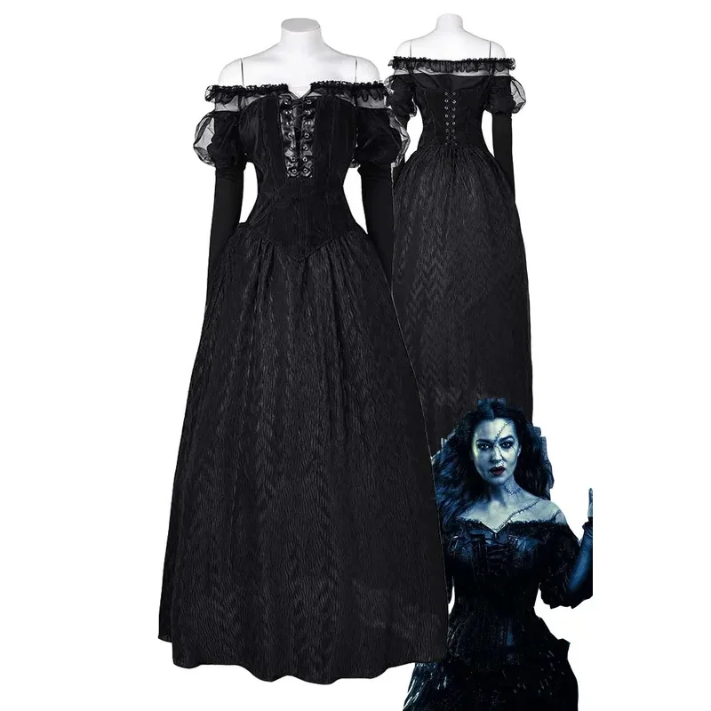 

Wife Delores Cosplay Women Fantasia Black Dress Movie Disguise Costume Adult Female Corset Prop Outfits Halloween Carnival Suit