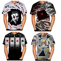Summer fashion trend personalized style 3D printed poker print pattern T-shirt hip-hop casual comfortable short sleeved T-shirt