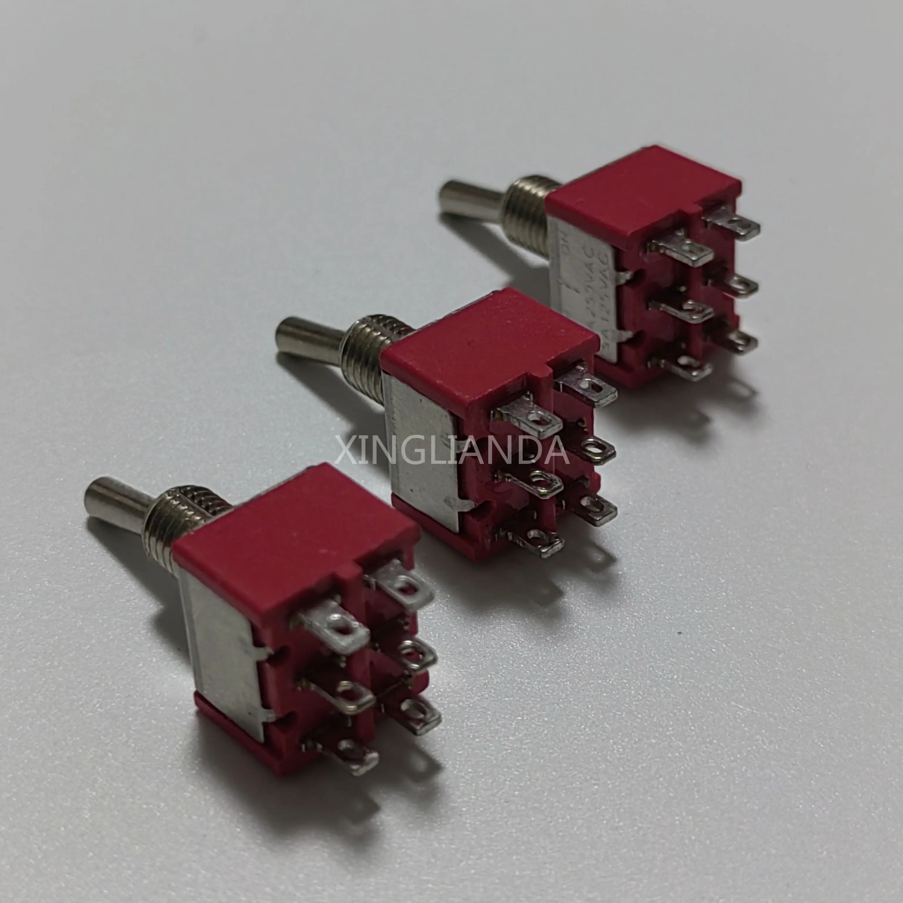 10Pcs MTS-203 Mini 6 Pin 3 Position Toggle Switches ON-OFF-ON DPDT Switch 6A/125VAC Red