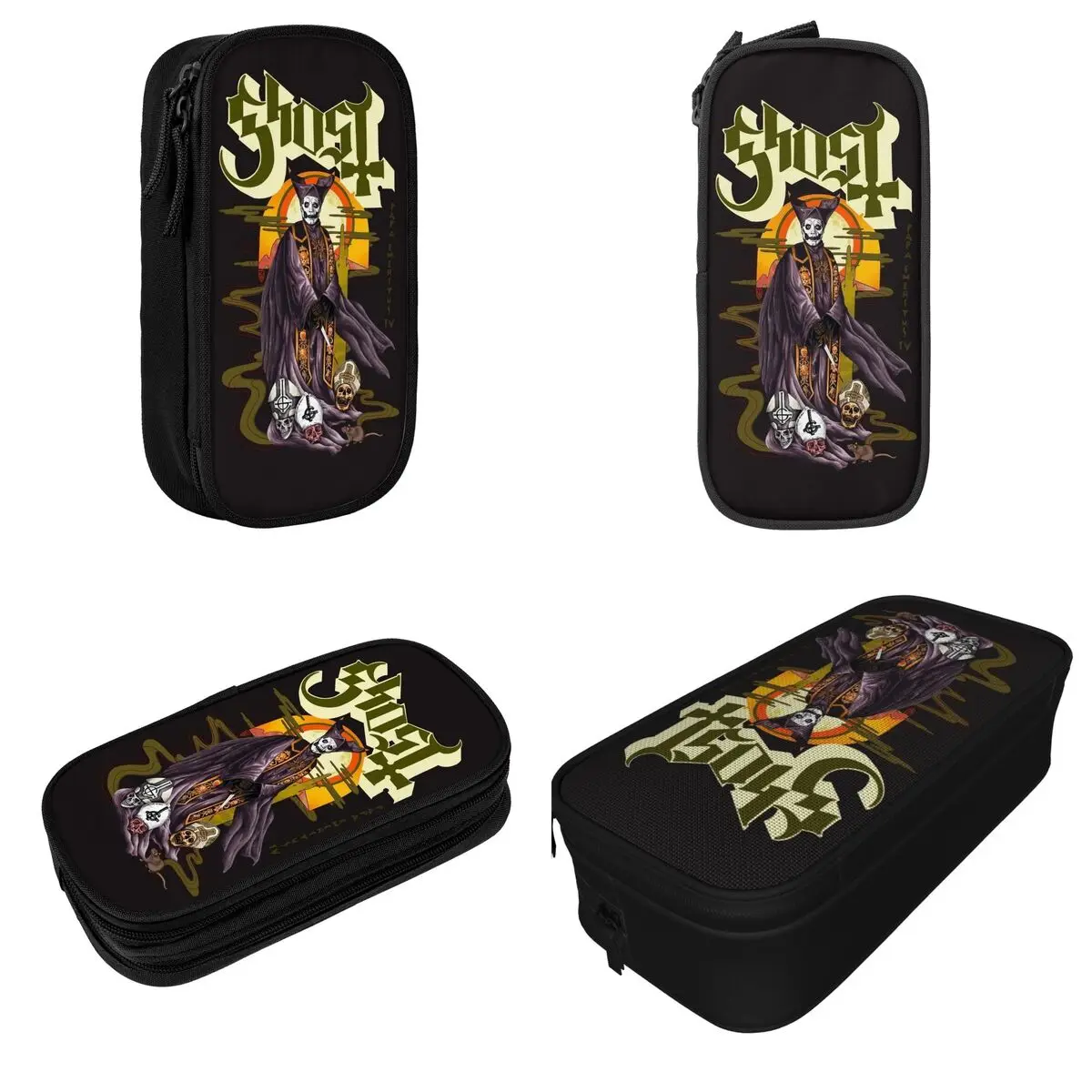 Rock Band Heavy Metal Pencil Cases Ghost Pencil Box Pen Box for Student Large Storage Bag Students School Cosmetic Stationery