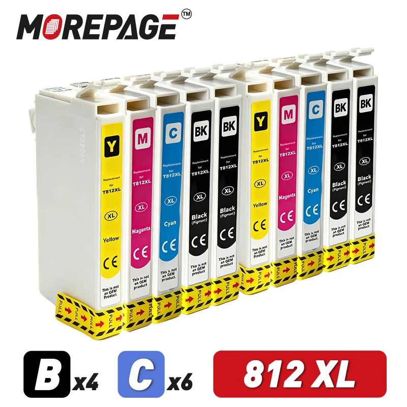 

812XL T812XL Ink Cartridge Compatible For Epson 812 XL Use with Workforce Pro WF-3820 WF-3825 WF-4830 WF-4835 WF-7830 WF-7840