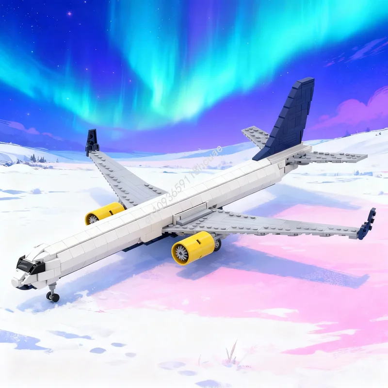 

877 деталей MOC: Конструктор «Авиалинии» — модель Boeing Icelandair, архитектурный набор, рождественский подарок, развивающая игрушка, строительные блоки