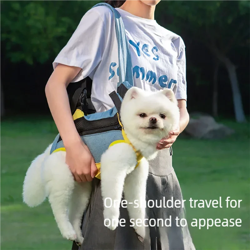 Pet bag portable backpack for outdoor use, dog cat linen cotton chest four legged backpack