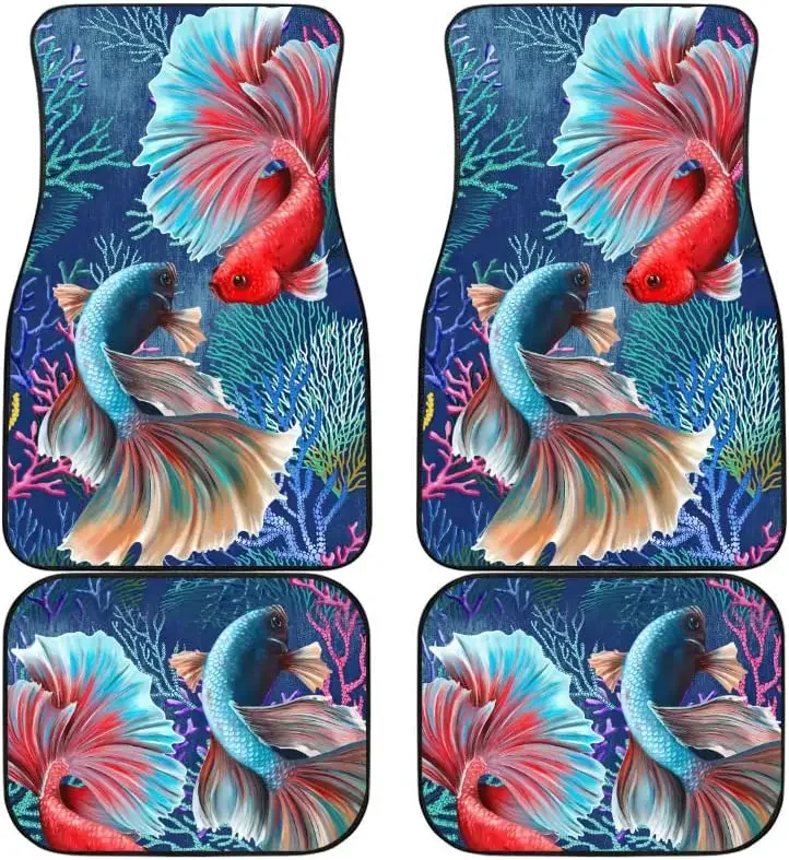 Coral Betta Fishes Floor Mats for Car, Automotive Full Set Rubber Floor Mats, Universal Carpet for Cars, Floor Mats for SUV