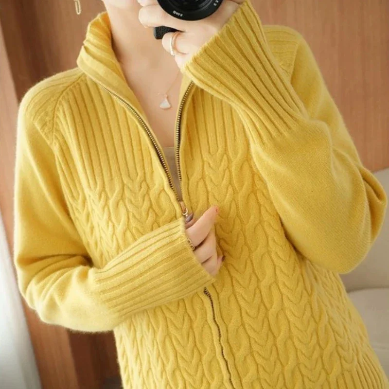 

Loose Ladies Knit Sweaters Coat Warm Women's Cardigans Winter Outerwear Wear To Work Fall Long Sleeve Casual Chic Hot XQ852