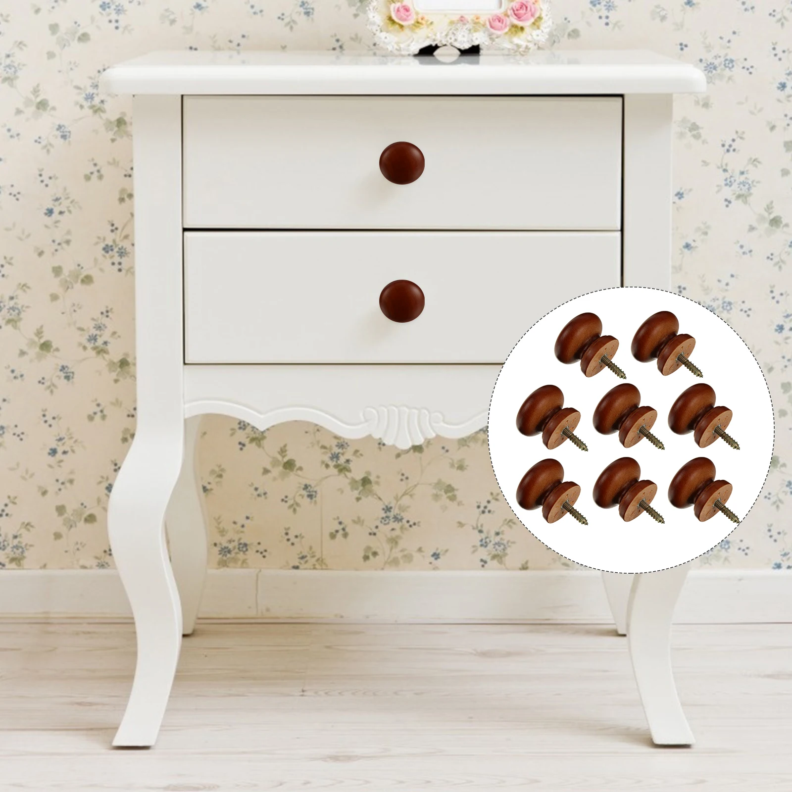 

8pcs Wood Cabinet Knobs Durable Wardrobe Handles Door Pulls Round Solid Wood Handle For Closet Furniture Useful Decoration