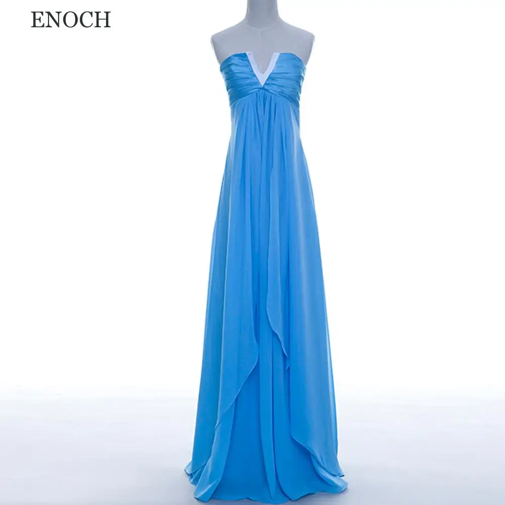 

ENOCH Simple V-Neck Chiffon Bridesmaid Dresses Sleeveless Backless Zipper Party Dresses For Women Custom Made Vestidos De Gala