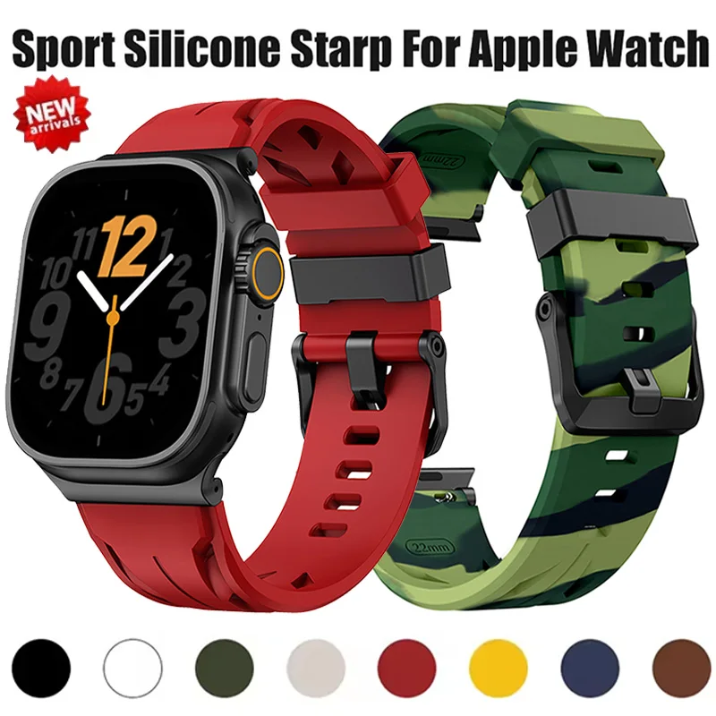 Silikonarmband für Apple Watch Ultra 3/2 49mm Armband Herren Sportarmband für iWatch 11 10 9 8 7 6 5 SE 46mm 45mm 44mm Uhrenarmband