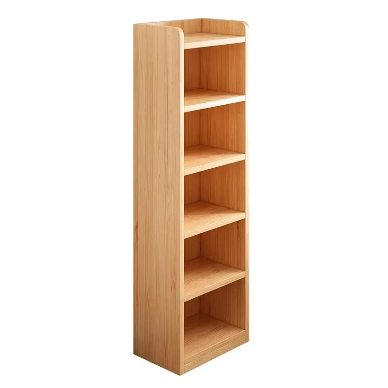 Solid wood crevice storage locker rack integrated against the wall bookcase living room simple floor storage narrow cabinet