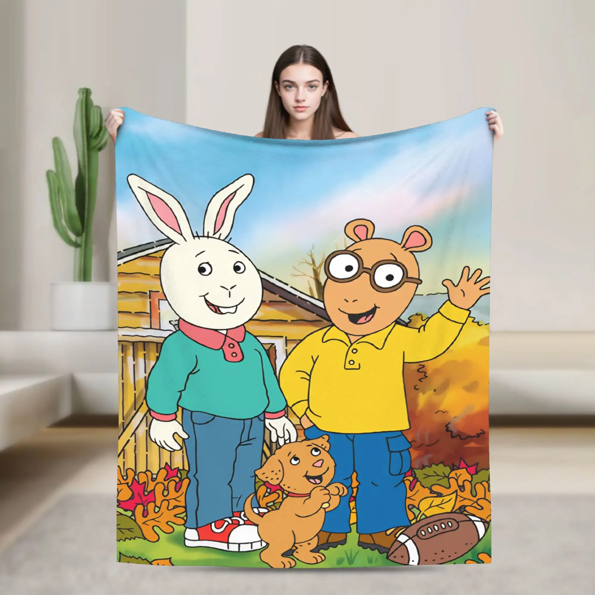 Soft Blankets Travel Car Cartoon A-Arthur  Throw Blanket Novelty  Bedspread For Outdoor