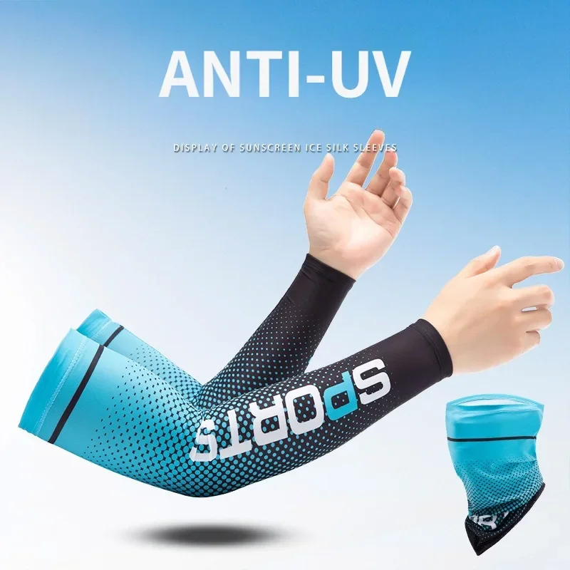 

New Ice Silk Sleeve Sunscreen Cuff UV Sun Protection Arm Sleeves Anti-Slip Men Women Long Gloves Outdoor Cool Sport Cycling Sxdg