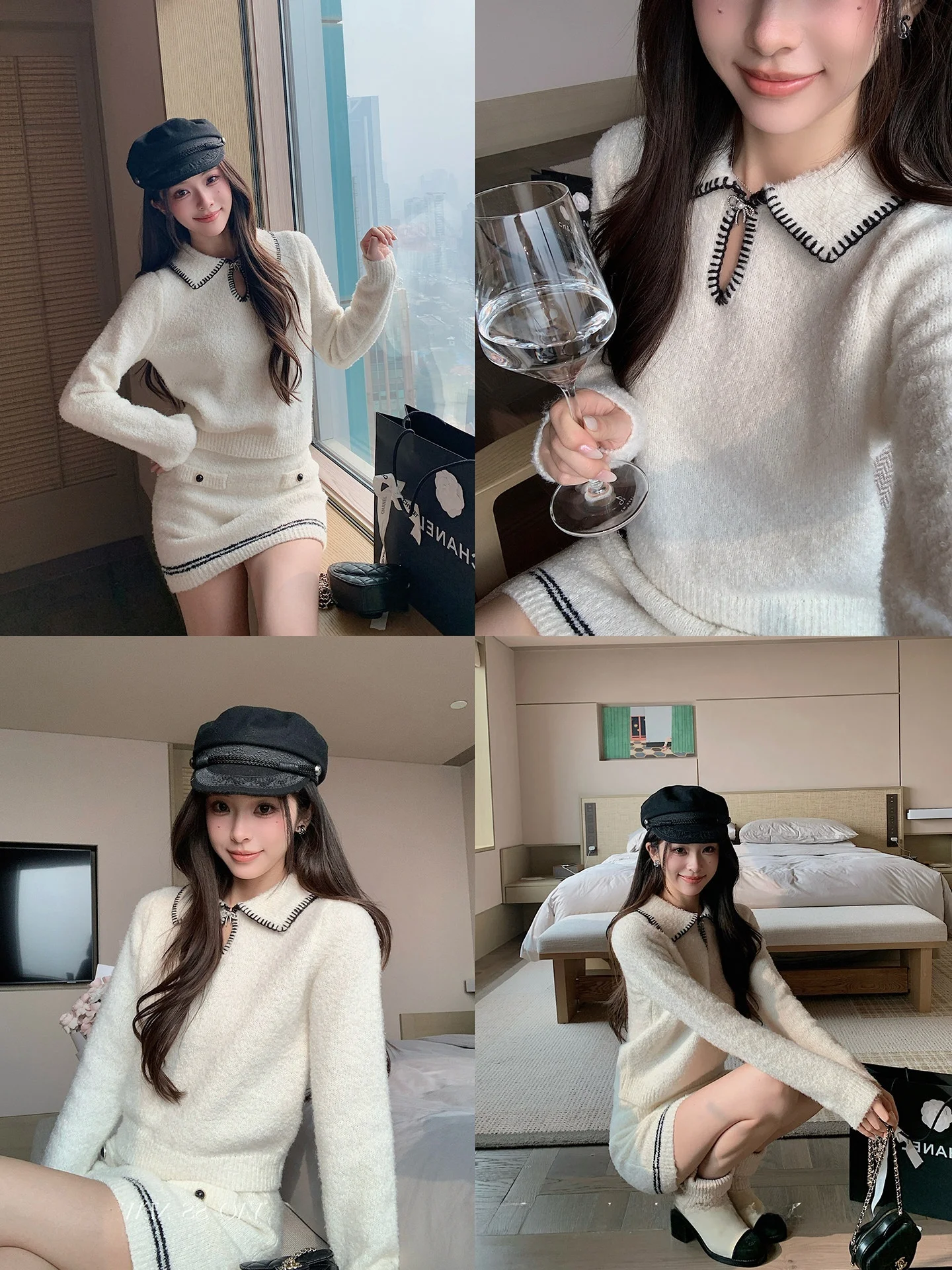 

Ele White Knitted Sweater Women's Collar Overhead Sle Inner Wear Spring Autumn Winter Faion Sensation Slim Fit