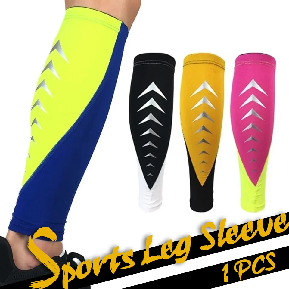 GOBYGO 1PCS Sport Legwarmers Compression Leggings Running Hiking Basketball Soccer Leg Sleeves Cycling Leg Warmers Sports Safety